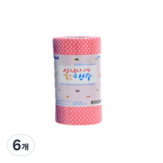 살림의 고수 빨아쓰는 행주 롤형 핑크, 50개입, 6개