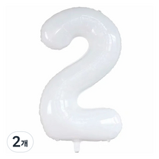 세컨드베스트 깔끔한 파티풍선 대형 숫자 2 100cm, 화이트, 2개