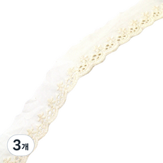 아이엔피 파인코튼 리본 면 자수 레이스 2.7 x 270 cm, 아이보리, 3개