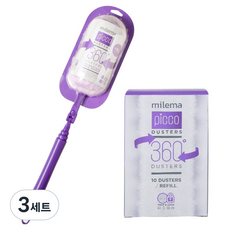 밀레마 피코 더스터 360 양면 흡착 먼지털이 퍼플 롱핸들 + 리필 13p 세트, 3세트
