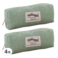 S&Q 可愛燈芯絨筆袋, 薄荷綠, 4個