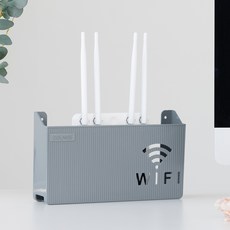 Make Mine 免鑽孔分享器 機上盒 壁掛式 WiFi收納盒 電線收納盒, 1個, 灰色