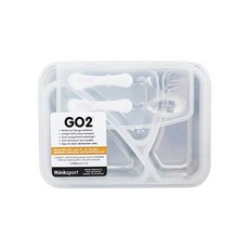 Thinksport 不鏽鋼餐盤組, 分格餐盤 + 蓋子 + 湯匙 + 叉子, 藍色, 1組