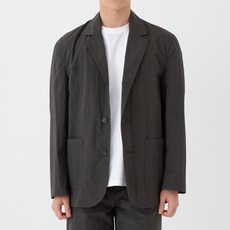 CITIFY 男款純色微皺尼龍單排釦西裝外套