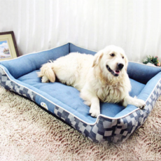 펫홈 대형 강아지 분리세탁 방석, 데님블루, 1개