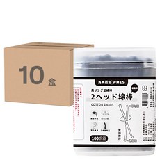 為美而生 黑色紙棒棉花棒 螺旋+耳勺, 100支, 10盒