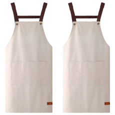 CO'V 廚房咖啡廳生活防水舒適圍裙 70 x 87 cm, 奶油白, 2個