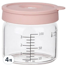 플라라 이지체크 눈금 내열 유리병, 핑크, 4개, 100ml