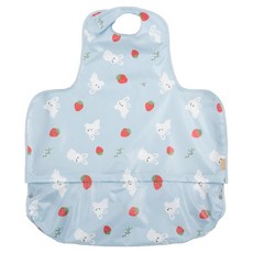 babyclo 嬰幼兒餐桌一體成型自主學習圍兜 無袖拉鍊款, 兔子藍色, 1入, 1個