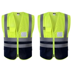 360度夜光反光網眼綠色安全背心, 2個, 混色