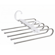 Craftsman In Storage 收納職人 無印風多功能伸縮折疊不鏽鋼魔術褲架, 銀色 + 白色, 1組