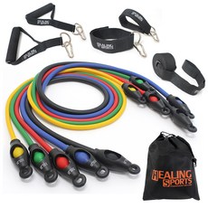 GOMUNARA 5款可拆卸彈力拉力繩組, 黃色+綠色+紅色+藍色+黑色