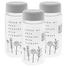 YAMADA 植物花卉冷水瓶 3個,350ml,1組 - 簡約設計，安全無毒材質，方便攜帶，隨時補充水分, 灰色