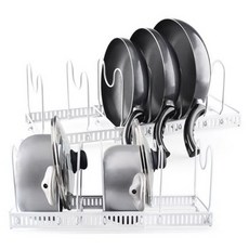 bella cuisine 可調節寬度平底鍋鍋具收納架 2入, 白色, 1層