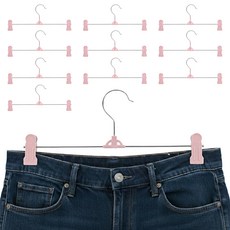 한봄누리 파스텔 논슬립 바지걸이 자국방지 경량 집게 옷걸이, 핑크, 10개