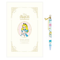 이상한나라의앨리스 디즈니 다이어리 북 + 볼펜 세트, 아이보리, 1개