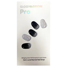 GLOSSYBLOSSOM Pro Black Dress 美甲貼紙 Set 28入, 純色亮粉, 玻璃珠光澤, 凝膠材質, 1組