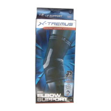 LP SUPPORT 運動防護系列 高彈性分級 加壓針織護肘 150XT, 黑色, 1個