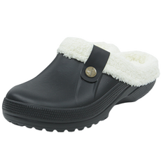 男士輕量EVA鈕扣毛絨拖鞋 32850, 230, 黑色 + 白色