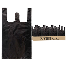 提把市場購物袋 5號 黑色 300個, 5L, 1組