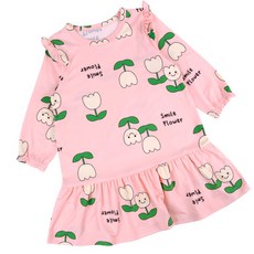 Maykids 女童款鬱金香印花荷葉邊睡裙