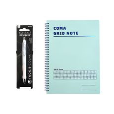 투코비 COLNK 닥터그립 편한샤프 랜덤발송 + 코마 그리드노트 스프링 A5 스카이, 0.5mm, 2개, 1세트