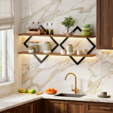 LALA DAY 多用途牆壁置物架 2入, 黑色, 2層