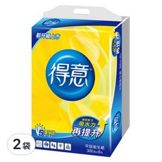 得意 平版衛生紙，300張x6包，紙質細緻柔軟，柔韌不易破, 6包, 2袋