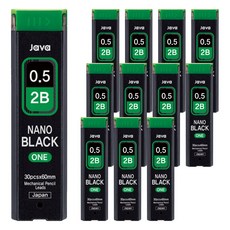 JAVAPEN 奈米黑ONE 自動鉛筆芯 2B, 0.5mm, 12個