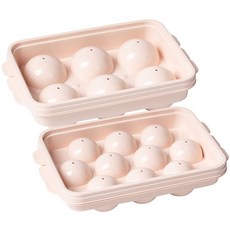 Nanu Dam 圓形大冰球製冰盒 6格 + 10格套組, 粉紅色, 1個