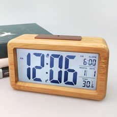 원모아 디지털 알람 탁상 시계, 원목