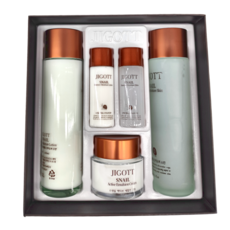JIGOTT 蝸牛彈力禮盒五件組 化妝水 150ml + 30ml + 乳液 150ml + 30ml + 面霜50ml, 1組