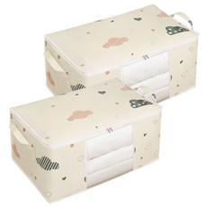 PICKYPICKS 透窗雲紋手柄棉被收納包 L號 75L, 象牙, 2個