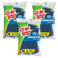 3M 海綿菜瓜布 細緻鍋具好握型 藍色, 3包, 1片