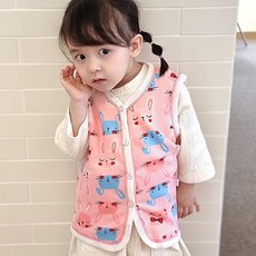 Woojooi 孩童圖案印花刷絨背心