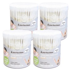perfection 幼兒用雙重壓花圓形純棉棉棒, 4個, 300入