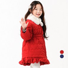 Kids Recipe 兒童愛心荷葉邊長版鋪棉外套