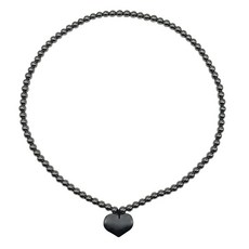 鈦赫茲愛心項鍊 圓珠部分6mm 愛心高寬厚1.9*2.5*0.8公分, 1條