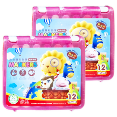 雄獅 奶油獅 彩色筆 可水洗安全無毒兒童彩色筆, 12色, 2盒