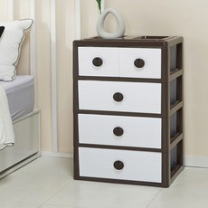 코디 잠금 다크브라운 스마일 서랍장, 4단