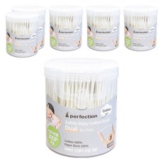 perfection 幼兒用雙重壓花圓形純棉棉棒, 6個, 300入