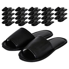 DAYOFF 素色皮革室內拖鞋, 黑色, 20組