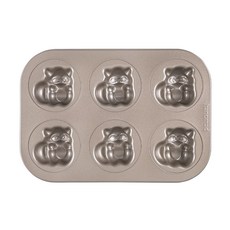 Hanomad 浣熊瑪德蓮烤盤 6連 金色, 1個