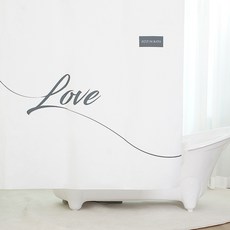 Love Wave 布料防水浴簾 + 金屬夾環 10入, 1套