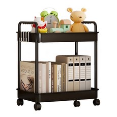 桌下移動式推車, 黑色, 2層