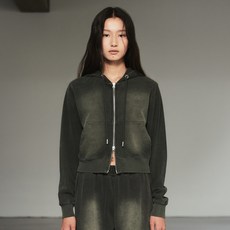 Oioicollection 中性款短版牛仔連帽拉鍊外套