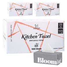 JubanguiPumgyeok 抽取式廚房紙巾+印花面紙盒 隨機出貨, 1000張, 3組