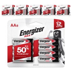Energizer 勁量 鹼性 Max AA 電池 LR06, 6個, 8入
