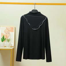 스타 테두리 레이스 하이넥 임부 긴팔 목티셔츠