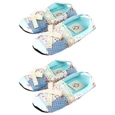 冬季浪漫絎縫室內拖鞋, 藍色, 2個